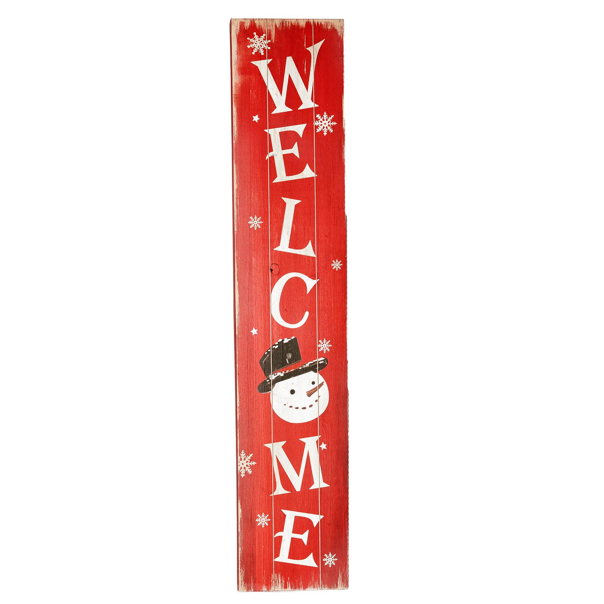 40" Snowman Welcome Standing or Hanging Wood Sign